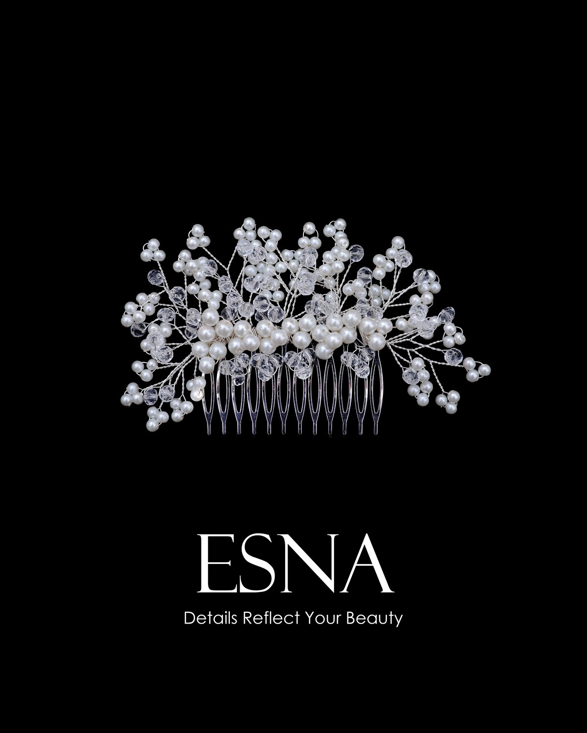 Esna Crystal Beads And Pearls Comb Hair Accessories Buy Now.