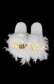 Bride Bride Slippers Party Bachelorette Feathered Slippers