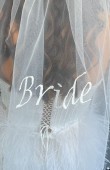 Embroidered bridal veil, handwritten bridal veil, "Bride" script bridal veil, henna night and wedding veil.