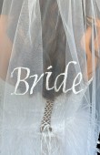 Embroidered bridal veil, handwritten bridal veil, "Bride" script bridal veil, henna night and wedding veil.