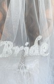 Embroidered bridal veil, handwritten bridal veil, "Bride" script bridal veil, henna night and wedding veil.