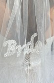 Embroidered bridal veil, handwritten bridal veil, "Bride" script bridal veil, henna night and wedding veil.