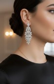 Kristal Taşlı Küpe Nişan Düğün Tasarım Kına Şık Küpe Modelleri