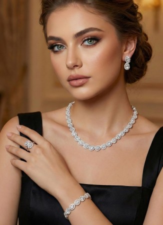 Zircon Set Necklace Wedding Henna Engagement Jewelry Set Models