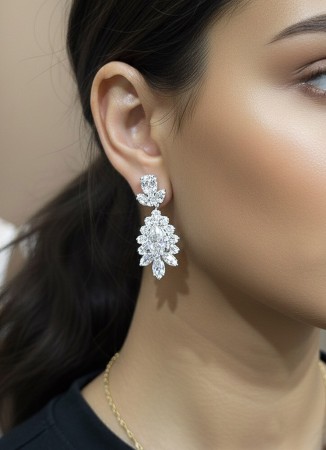 Zircon Stone Earrings Engagement Wedding Design Henna Earring Models Stylish Earrings
