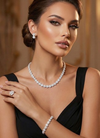 Zircon Set Necklace Wedding Henna Engagement Jewelry Set Models