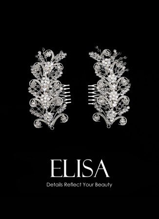 Elisa Zircon Stone Crystal Beaded  hair Comb Clasp wedding engagement special design