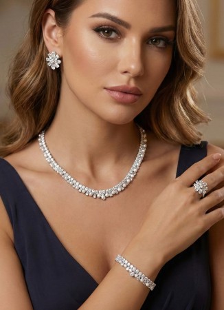 Zircon Set Necklace Wedding Henna Engagement Jewelry Set Models