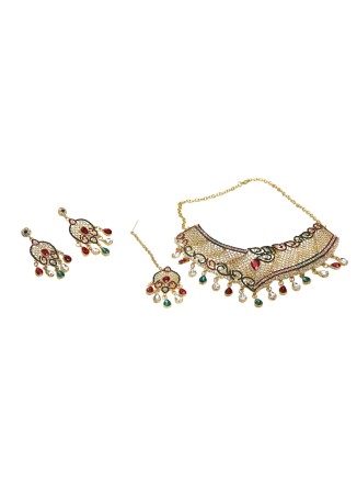 Indian Set Necklace Wedding Henna Engagement Jewelry Set Models Set of 3