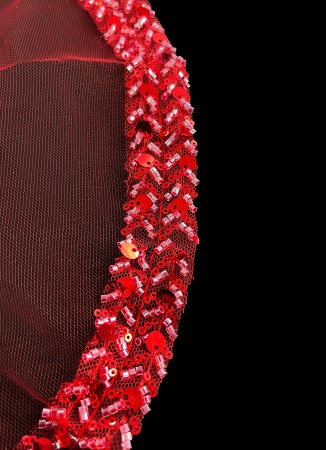 Feathered and Stoned Bridal Halay Handkerchief Chiffon Laser Flowered Bridal Halay Handkerchief