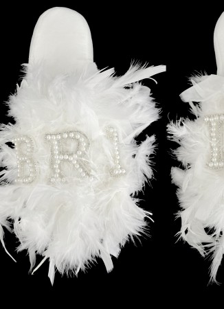 Bride Bride Slippers Party Bachelorette Feathered Slippers