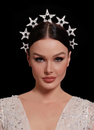Zikron Stone Crown Hair Accessories Trend Design Wedding Bridal Henna						