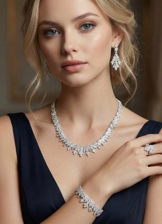 Zircon Set Necklace Wedding Henna Engagement Jewelry Set Models