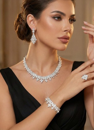 Zircon Set Necklace Wedding Henna Engagement Jewelry Set Models