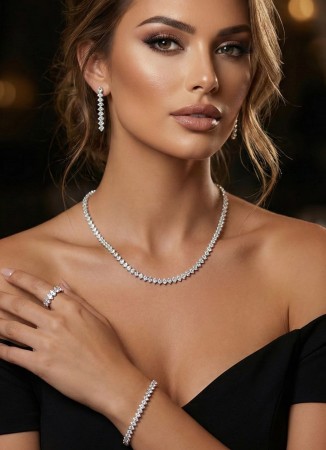 Zircon Set Necklace Wedding Henna Engagement Jewelry Set Models