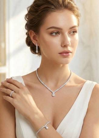 Zircon Set Necklace Wedding Henna Engagement Jewelry Set Models