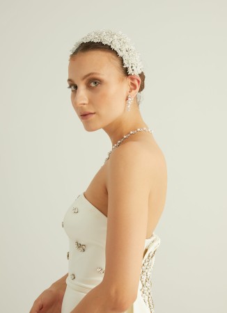 Zirkon Taşlı Saç Aksesuarı Modelleri Tasarım Düğün Kına Nişan Gelin					