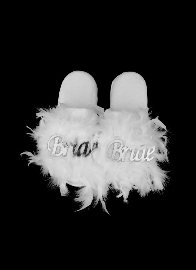 Bride Bride Slippers Party Bachelorette Feathered Slippers