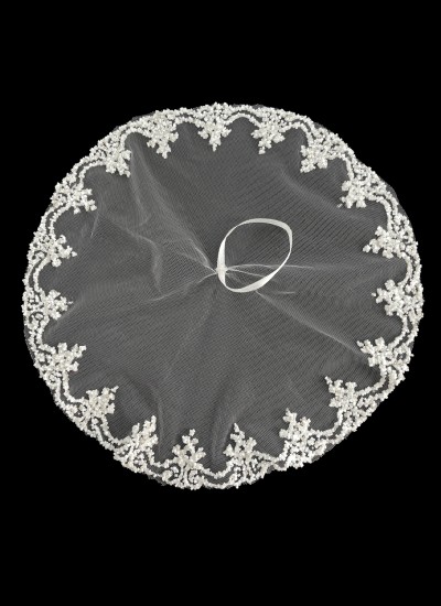 Feathered and Stoned Bridal Halay Handkerchief Chiffon Laser Flowered Bridal Halay Handkerchief