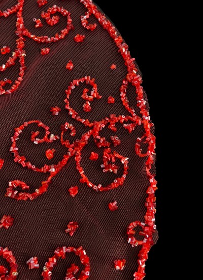 Feathered and Stoned Bridal Halay Handkerchief Chiffon Laser Flowered Bridal Halay Handkerchief