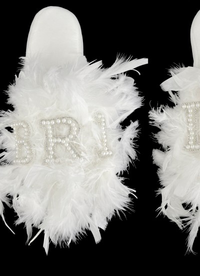 Bride Bride Slippers Party Bachelorette Feathered Slippers