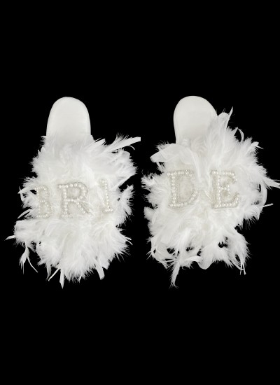 Bride Bride Slippers Party Bachelorette Feathered Slippers