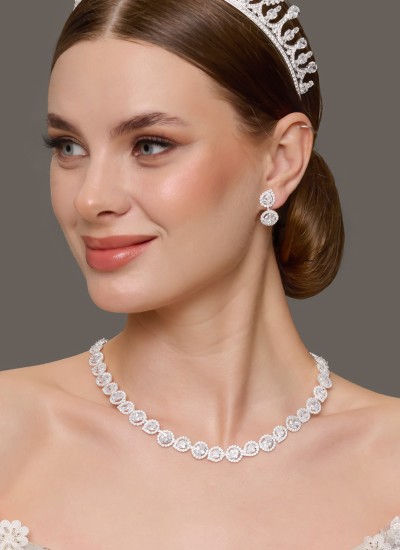 Zircon Set Necklace Wedding Henna Engagement Jewelry Set Models