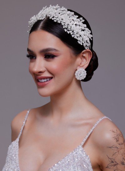 Bridal Crown Accessories Models Wedding Dress White Dress