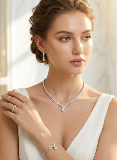 Zircon Set Necklace Wedding Henna Engagement Jewelry Set Models